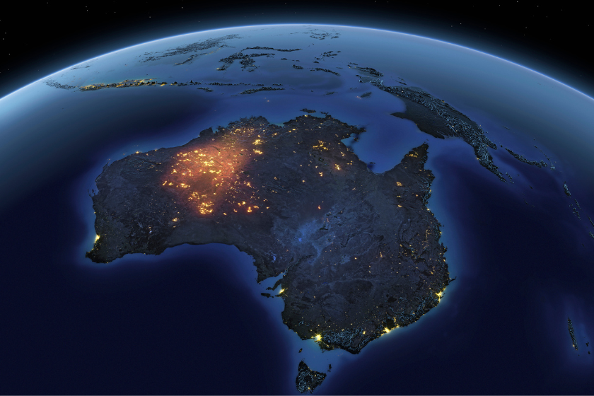 View of Australia's land mass from space