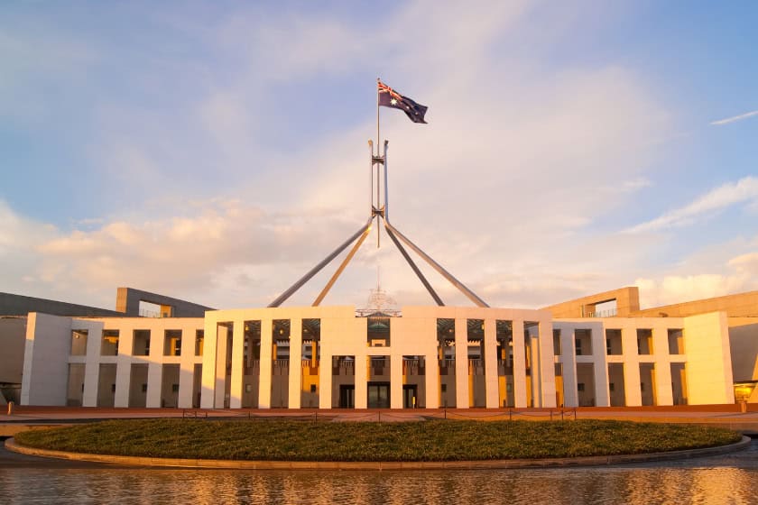 Canberra Parliament House during sunrise