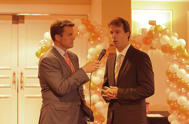 IPA CEO Andrew Conway speaks to Bupa Health and Wellness Ambassador and Olympic medallist Matt Welsh