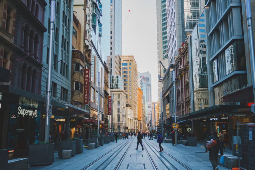 Sydney CBD streets in the afternoon/evening