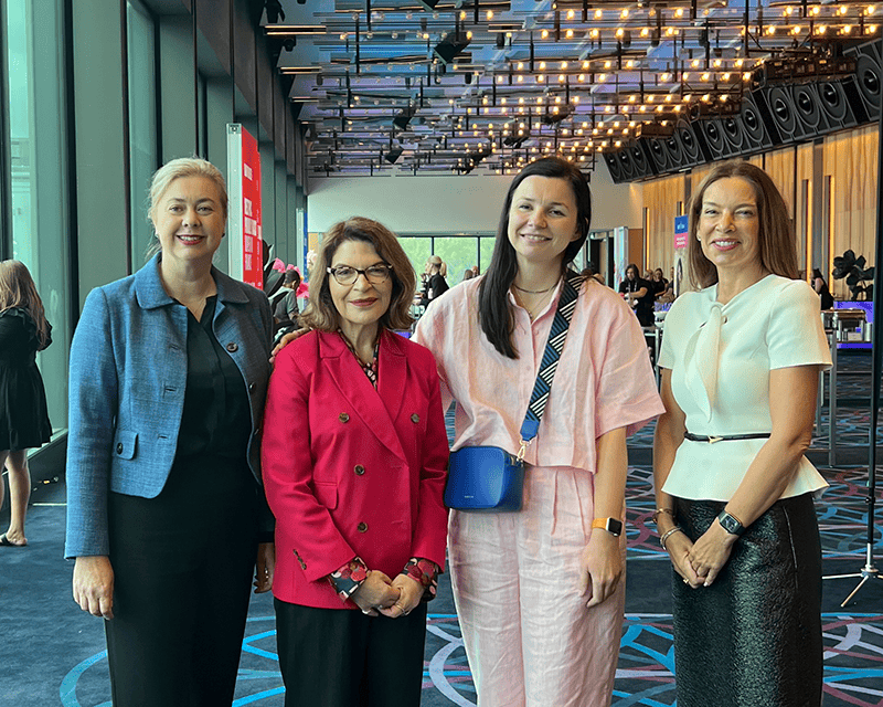 Standing in a line together from left to right: Sarah Abood, Vicki Stylianou, Maja Garaca Djurdjevic and Anja Pannek