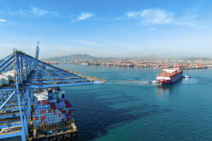 A loading dock in Qingdao, Shandong Province, China